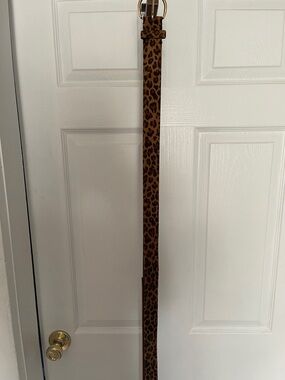 Chaps Leopard Print Belt with Tan Strap